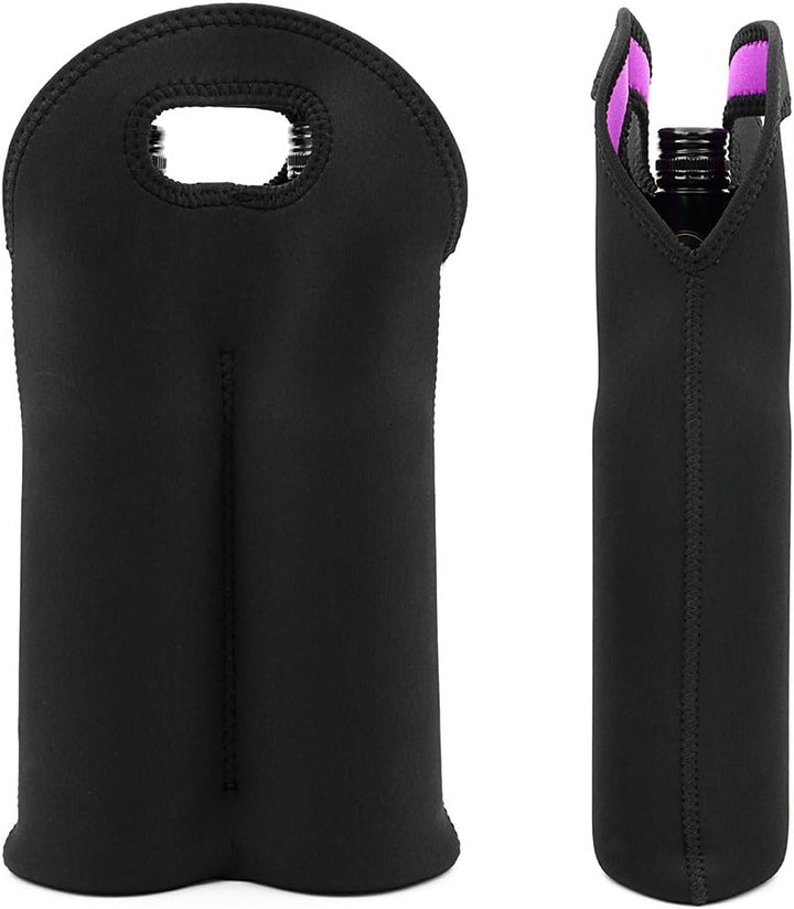 Travel-ready insulated wine tote, carries two bottles safely and in style.