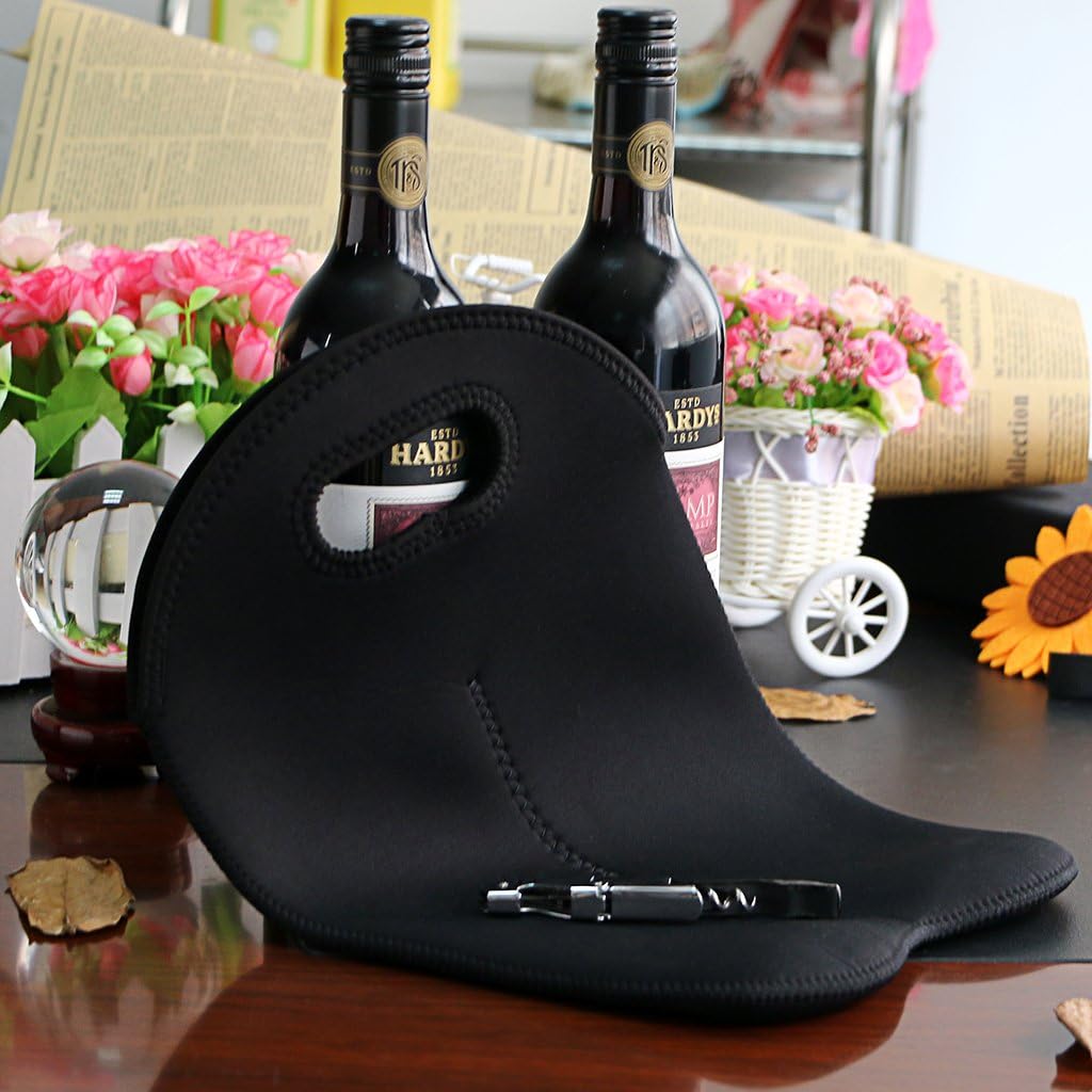 High-quality neoprene wine carrier, designed for dual bottle transport, insulated.