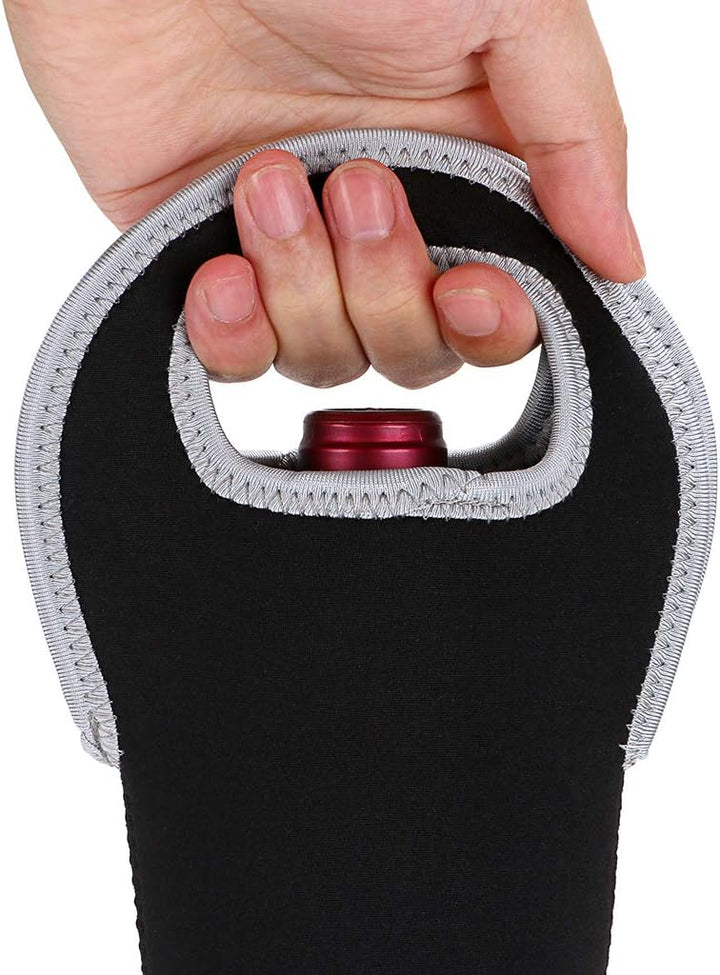 Travel-friendly insulated wine bag, ideal for two bottles, protects contents.