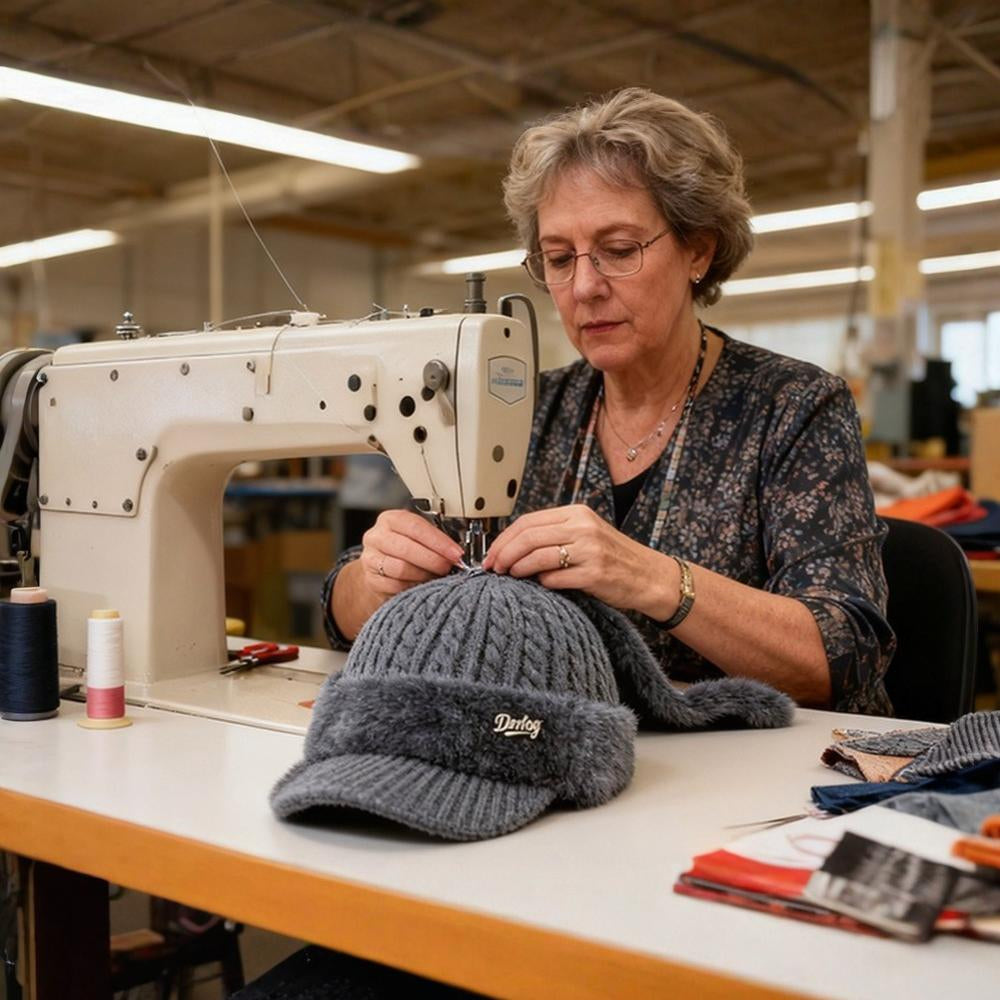 Outdoor unisex ear flap cap, knit trapper beanie for ultimate warmth in winter.