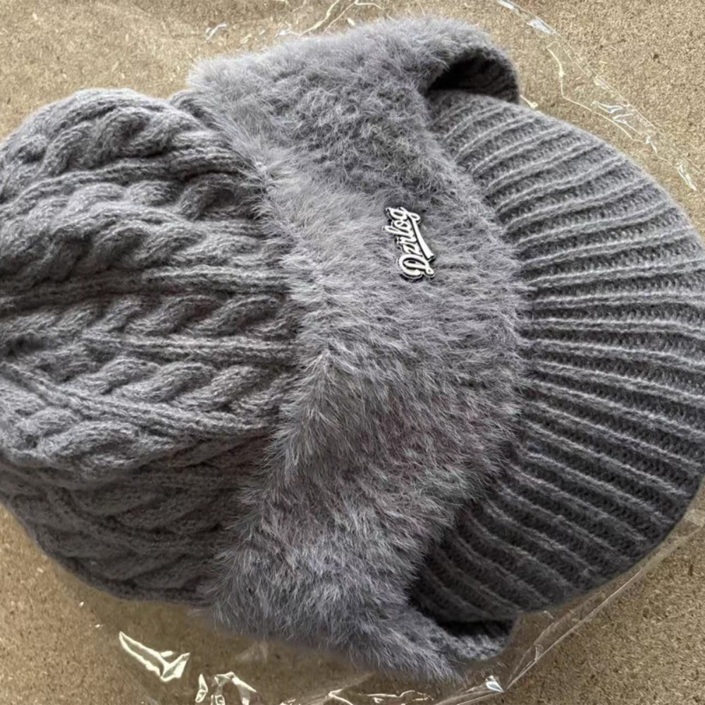 Cozy knit trapper hat for men & women, with ear flaps & a snug fit for winter.