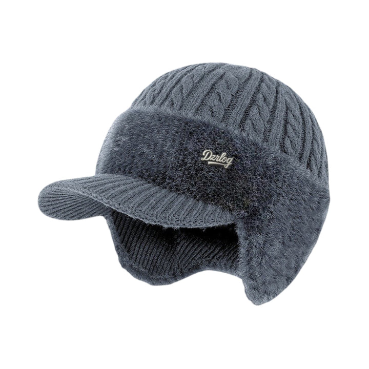 Adjustable unisex winter trapper hat, knit material, with ear flaps for icy conditions.