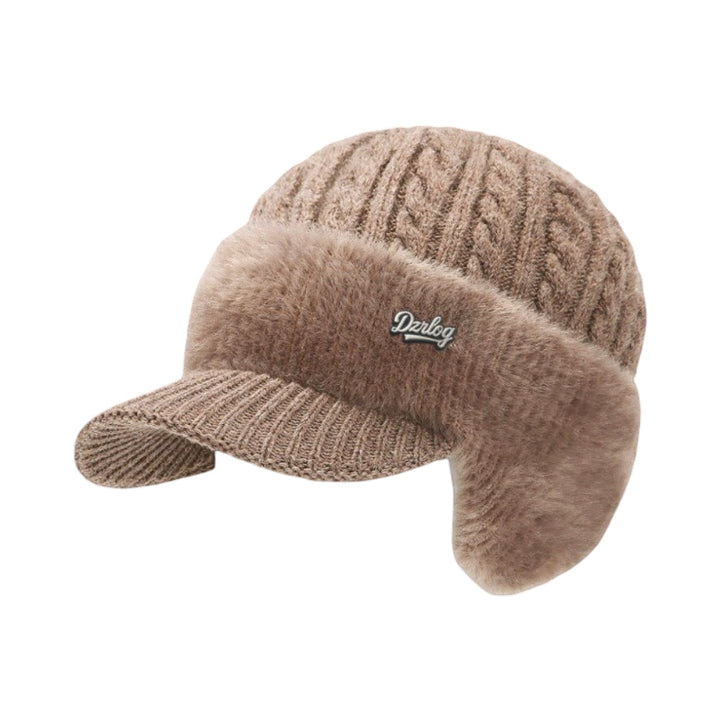 Fashionable unisex trapper beanie, knit, with versatile ear flaps for winter outings.