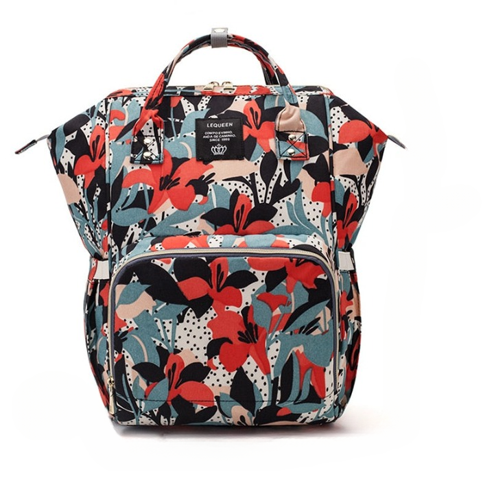 Organized parents' unisex diaper backpack, large capacity, multi-pocket, waterproof, secure for baby's travel essentials.