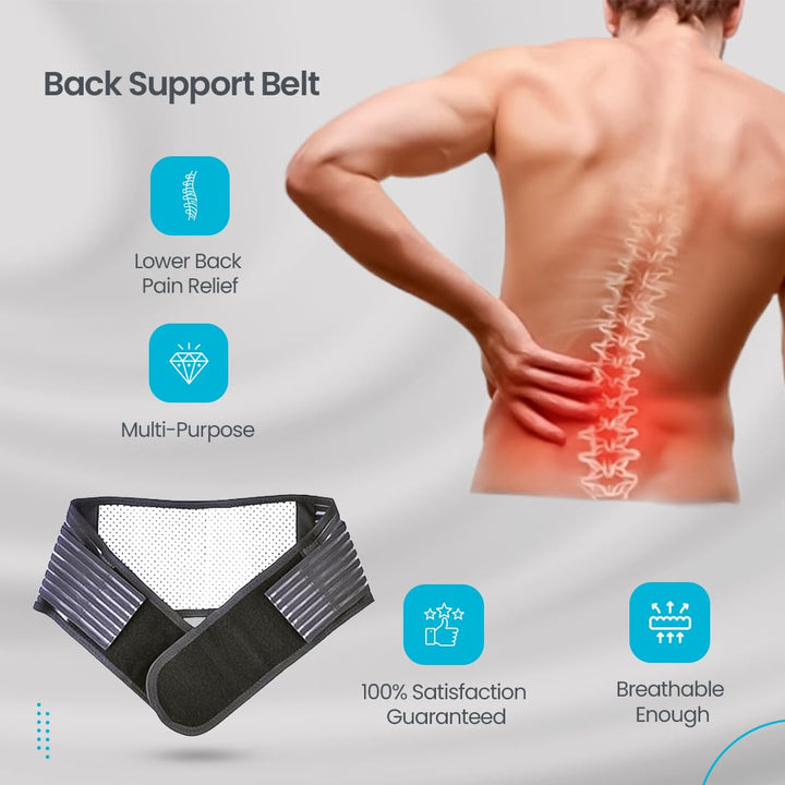 Unisex lightweight lower back support belt for pain relief, sleek design, breathable material, ergonomic fit, health wellness