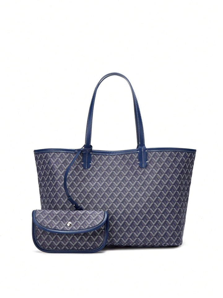 Unisex lightweight shoulder tote bag, worn comfortably by a student on campus.
