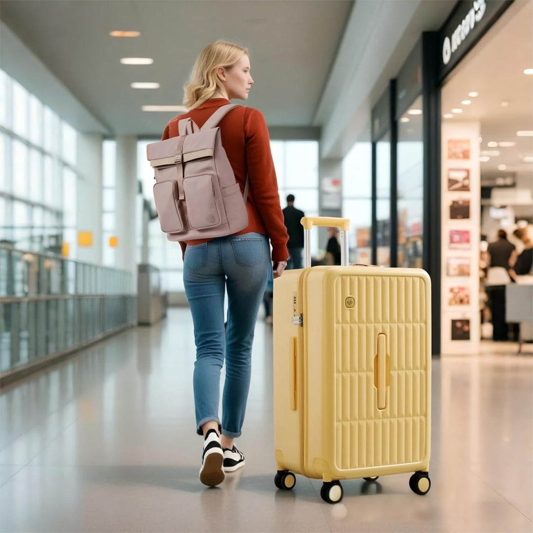Unisex lightweight travel luggage with spinner wheels, perfect for vacation or business trips.