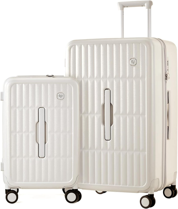Durable travel suitcase with smooth-glide multi-directional spinner wheels for easy movement.