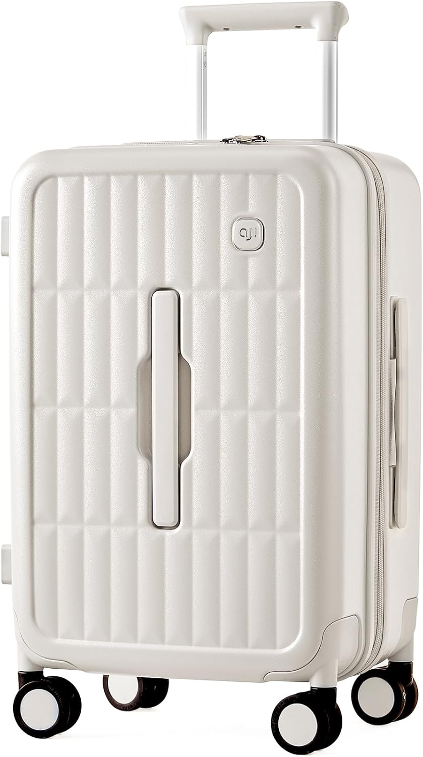 Organized packing with this spacious unisex travel suitcase and smooth spinner wheels.