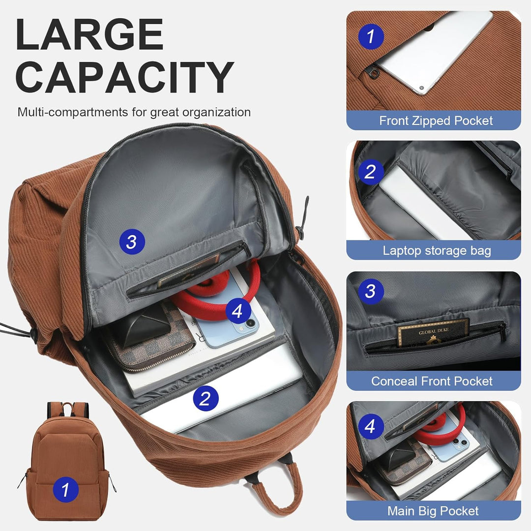 Unisex school & university backpack, water-resistant, organized for laptops and books.