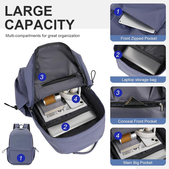 Organized unisex backpack, water-resistant, perfect for laptops, school, and commuting.