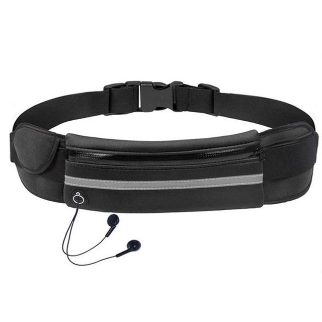 Stylish black lightweight fitness waist pack, waterproof and adjustable, perfect for gym, running, and outdoor activities.