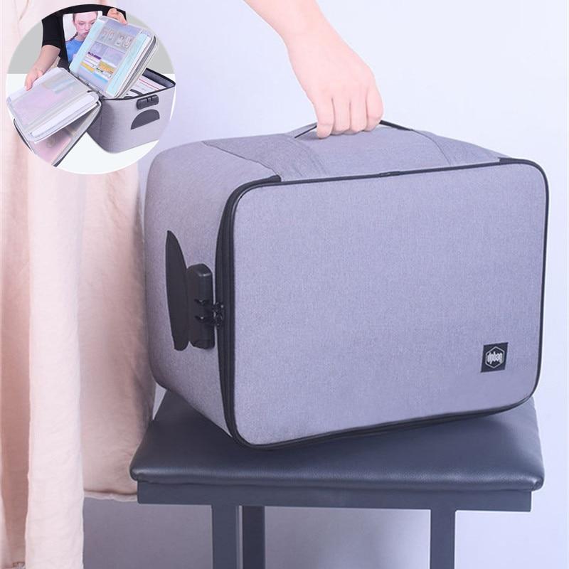 Secure lockable waterproof travel organizer, multi-layer document storage for passports, cash & valuables.
