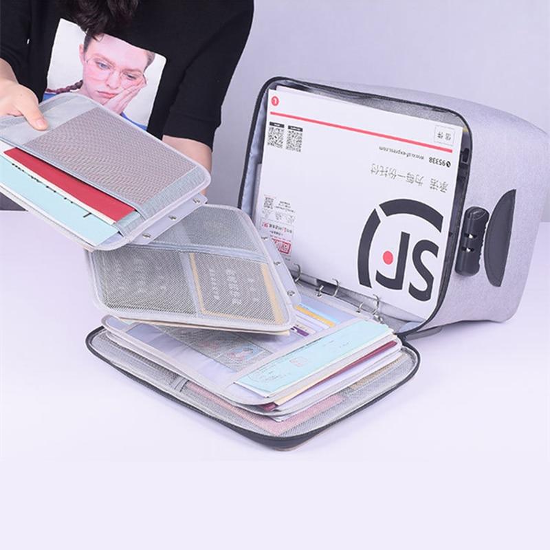 Multi-layer lockable waterproof document bag, perfect travel organizer for documents, electronics, and cash.