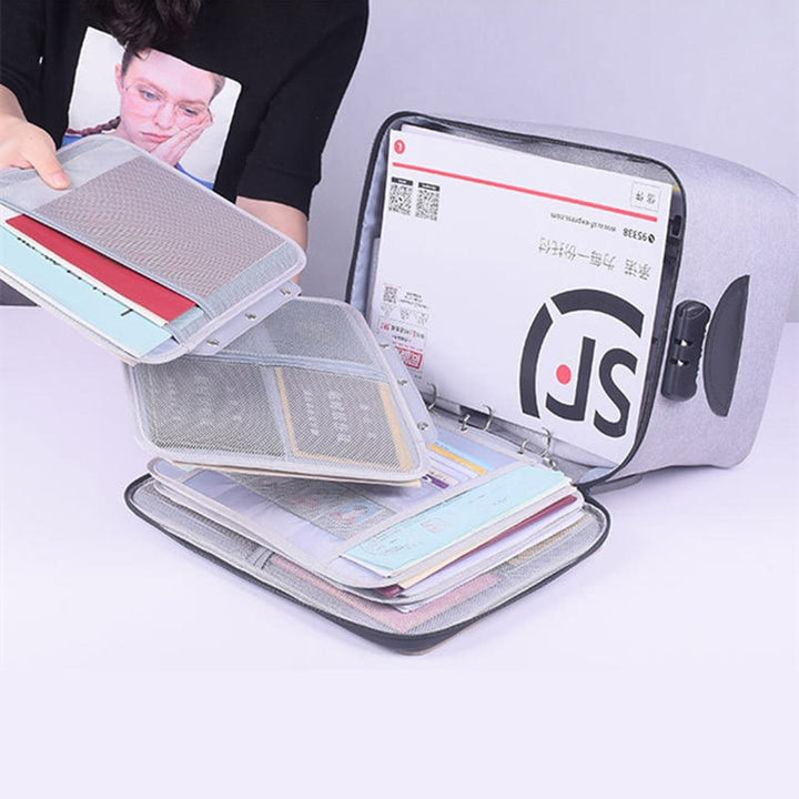 Multi-layer lockable waterproof document bag, perfect travel organizer for documents, electronics, and cash.