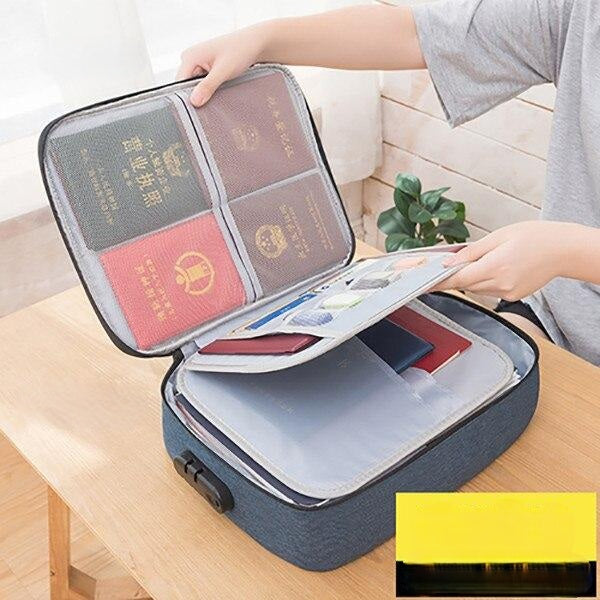 Protect valuables with this lockable waterproof travel document storage case; secure multi-layer organizer.