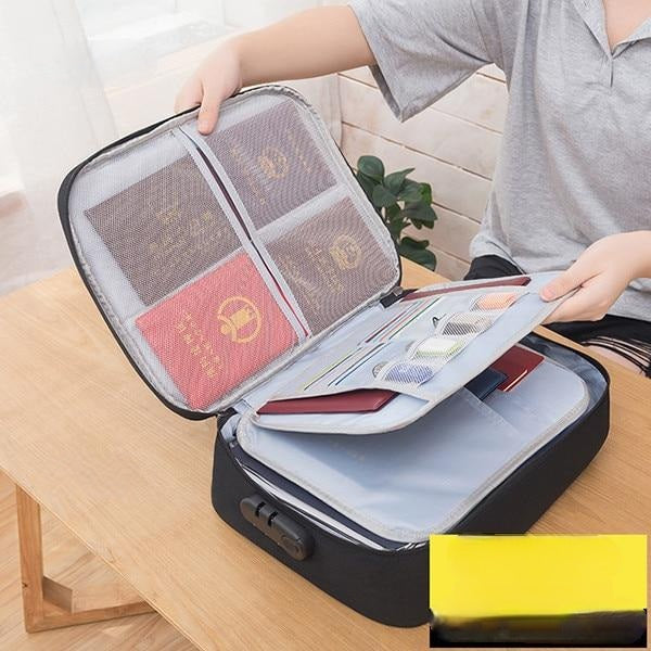 Unisex lockable waterproof document storage & travel organizer. Multi-layer security case for all your files.