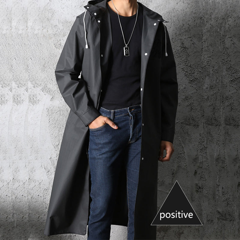 Unisex long waterproof raincoat, ideal for outdoor adventures. Windproof weather protection jacket for all.
