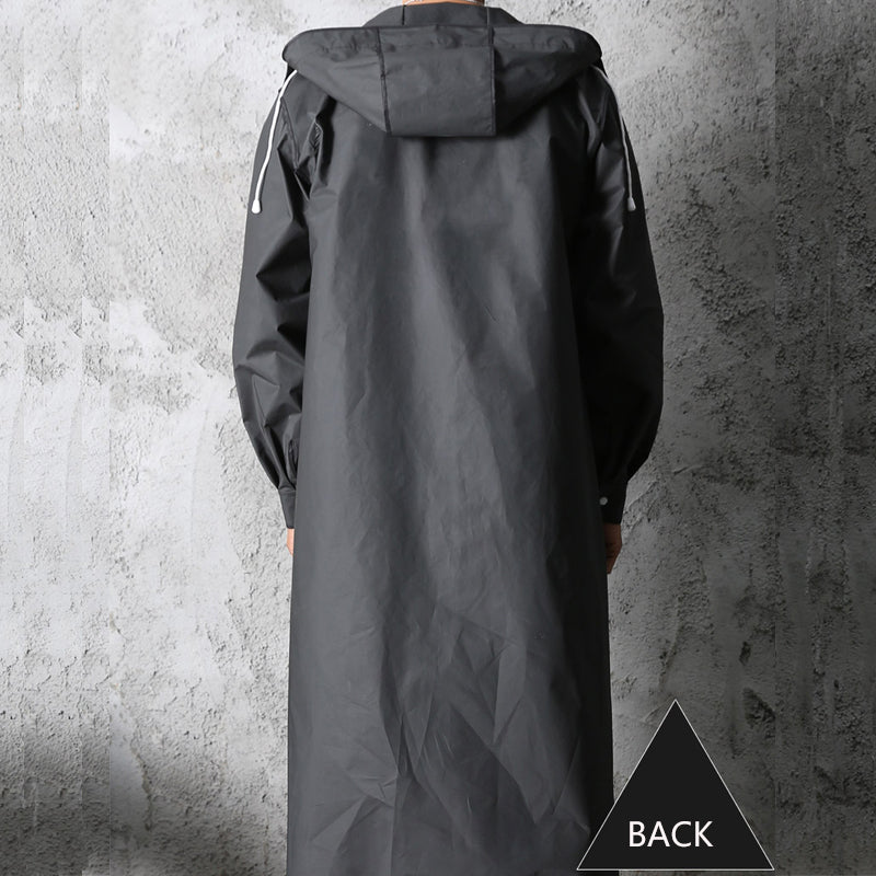 Unisex adventure raincoat: long, waterproof, windproof jacket offering ultimate outdoor weather protection.