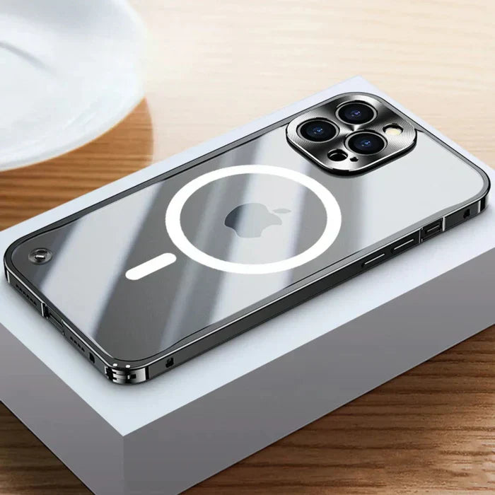 Clear MagSafe protective case for iPhone 15 series. Stylish & durable unisex phone accessory.