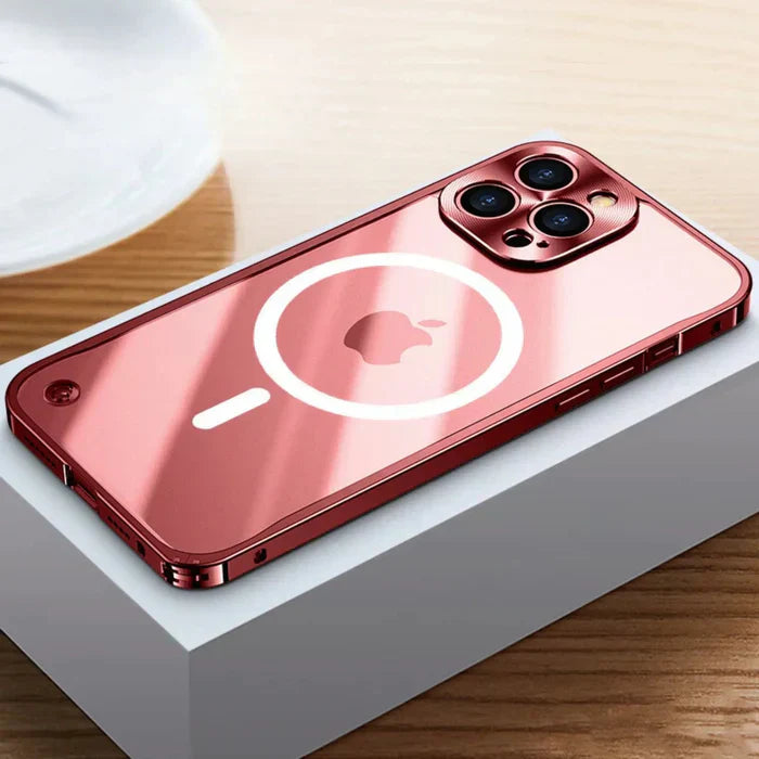 Unisex iPhone 15 Plus MagSafe protective case. Clear, durable tech protection accessory.