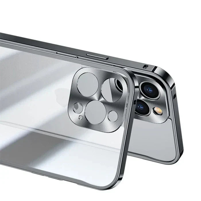 Clear SteelGuard MagSafe protective case for iPhone 15, 15 Pro, 15 Pro Max models.