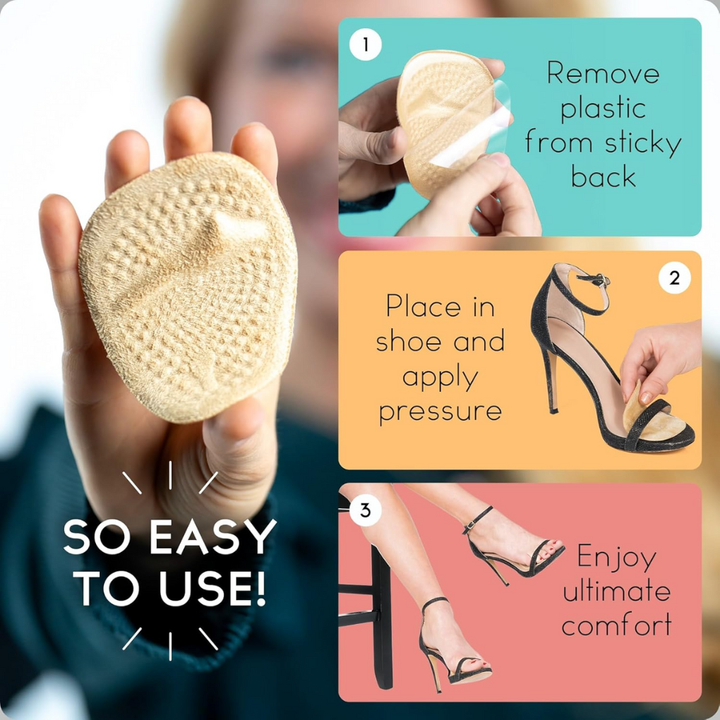 Reusable metatarsal foot pads for men & women. Provides comfort, cushioning & pain relief for ball of foot.