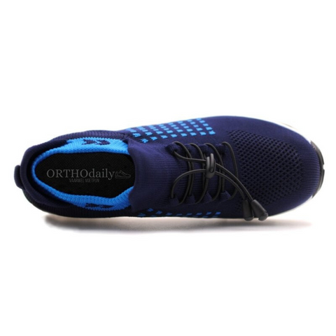 Lightweight unisex comfort shoes with stretch fabric, non-slip sole, & orthopedic support for walking.