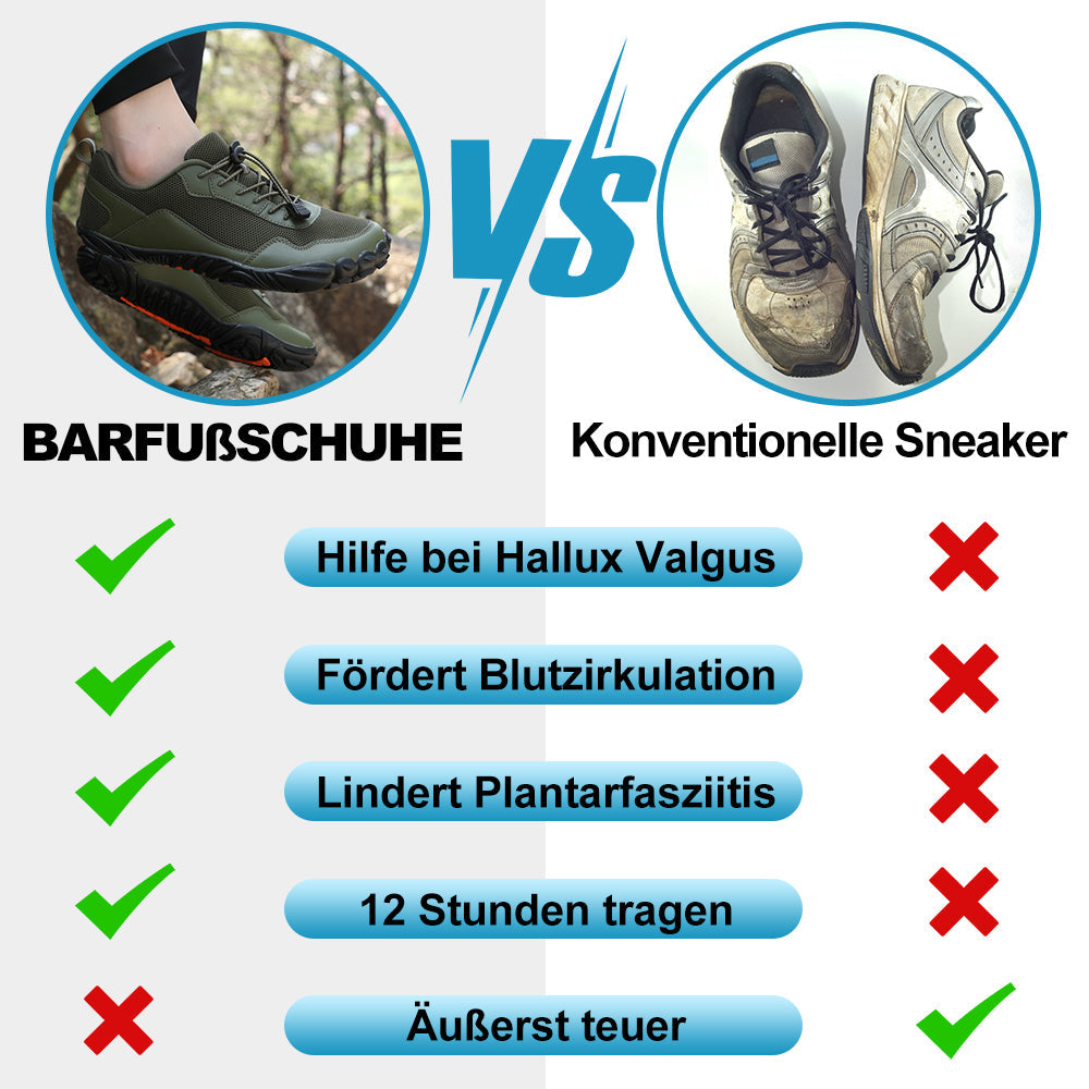 Comfortable orthopedic barefoot shoes with non-slip flexible sole. Great for active outdoor walking.