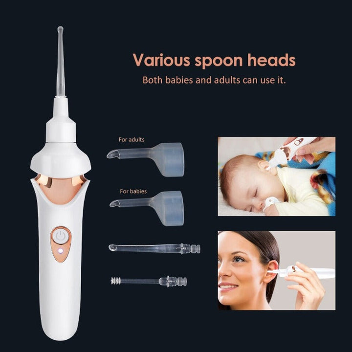 Rechargeable earwax vacuum for gentle, effective ear cleaning. Portable design ensures family ear health.