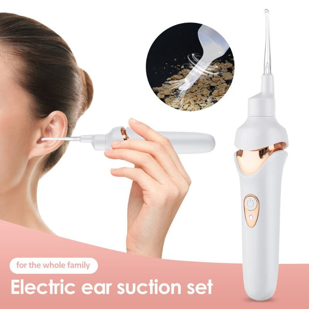 Portable earwax vacuum with soft tips & LED illumination for safe, painless ear cleaning & hygiene.