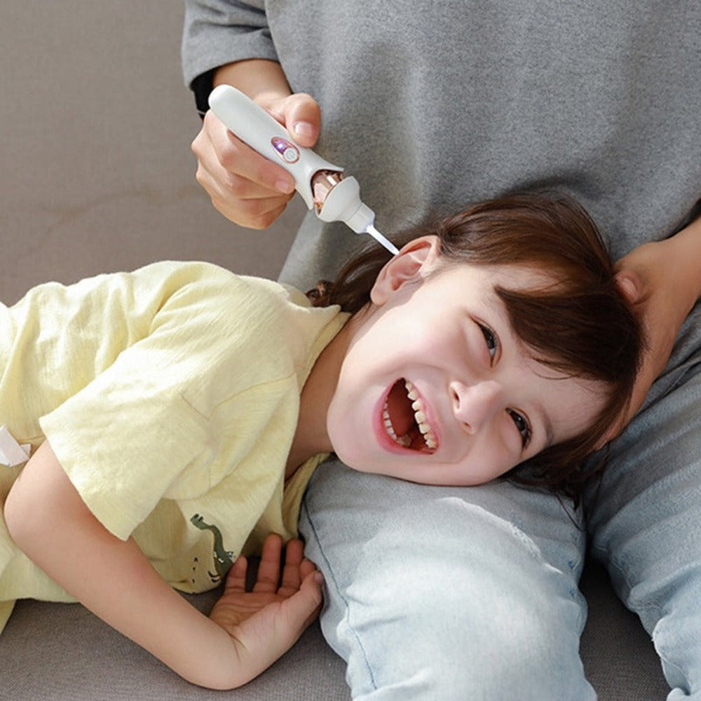 Unisex ear cleaner vacuum for gentle, painless earwax removal. Rechargeable with LED light for all ages.