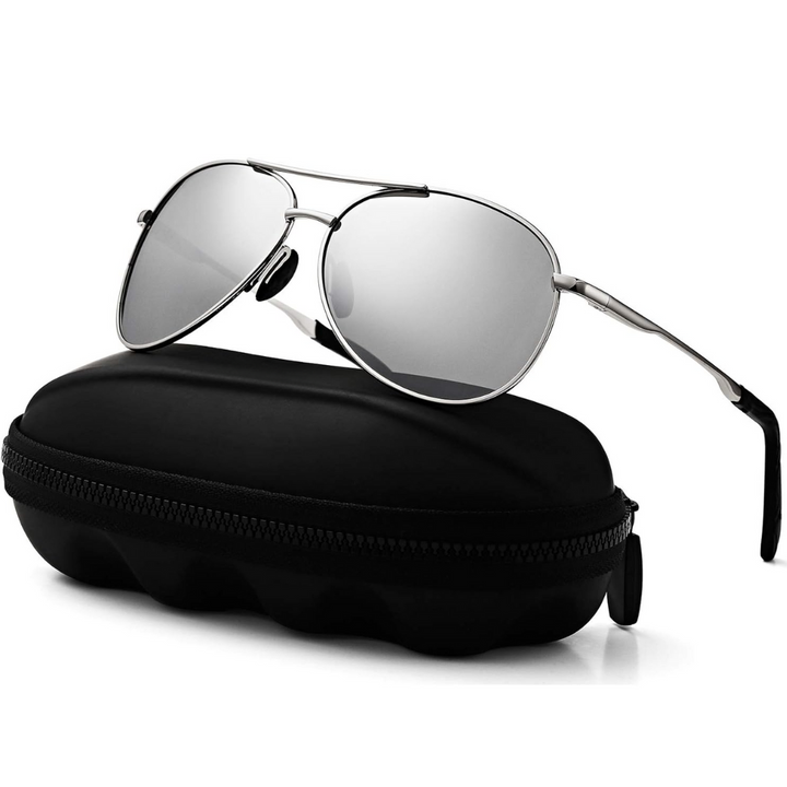 Unisex polarized aviator sunglasses for glare protection & enhanced outdoor vision.