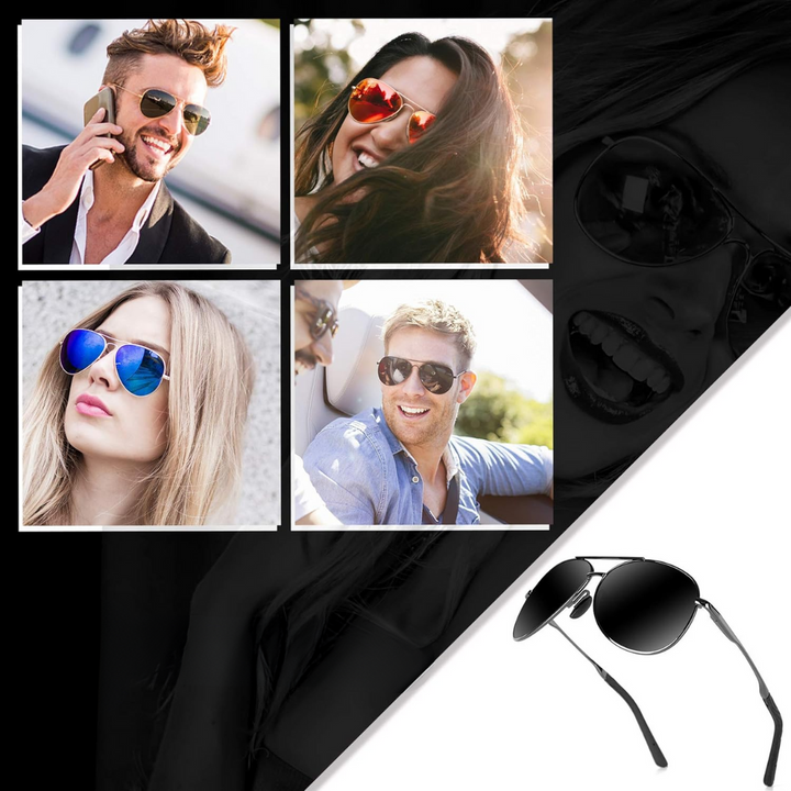 Men's polarized aviator sunglasses, excellent UV protection and glare reduction for outdoors.