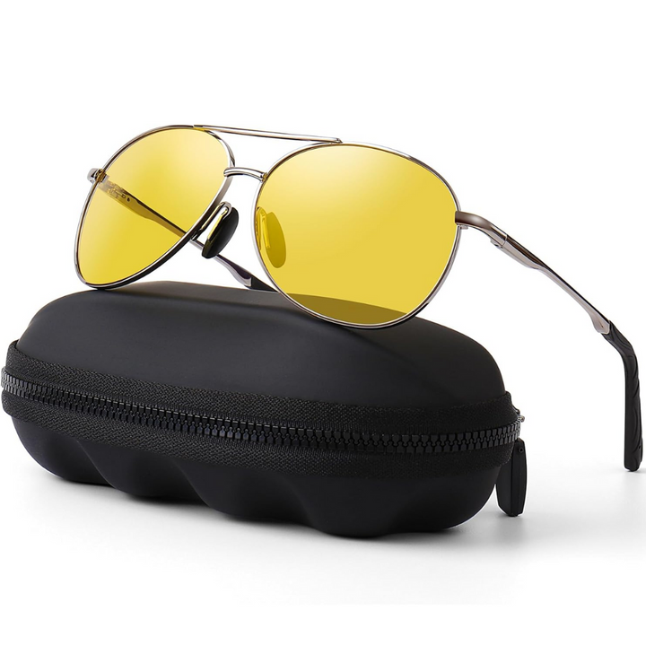 Lightweight unisex aviator sunglasses, polarized for clear outdoor vision.
