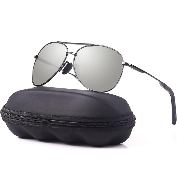 Trendy polarized aviator eyewear, a unisex fashion accessory for sun protection.