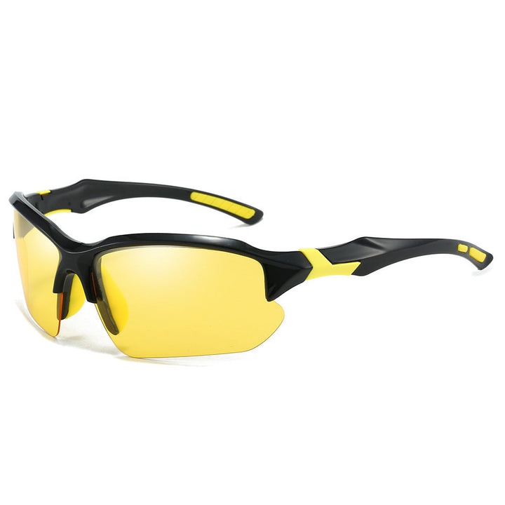 "Unisex polarized sports sunglasses with UV400 protection, lightweight frame, and anti-slip nose pads for outdoor activities.