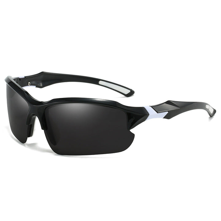 "Unisex polarized sports sunglasses with UV400 protection, lightweight frame, and anti-slip nose pads for outdoor activities.