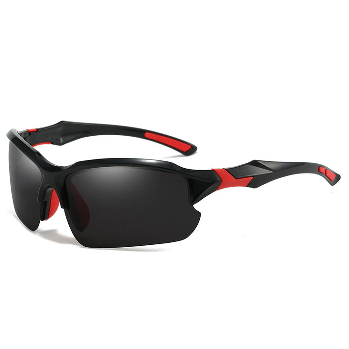"Unisex polarized sports sunglasses with UV400 protection, lightweight frame, and anti-slip nose pads for outdoor activities.