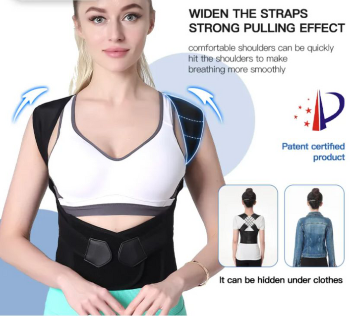 Unisex posture support brace for spinal alignment & posture training. Helps relieve back & shoulder pain.