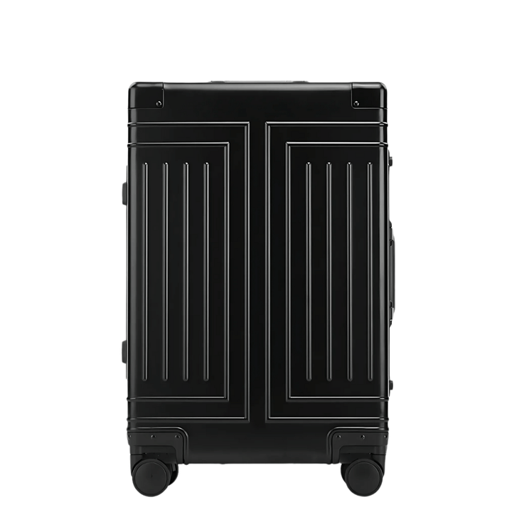 Unisex premium aluminum hard shell luggage with spinner wheels for secure, elegant travel.