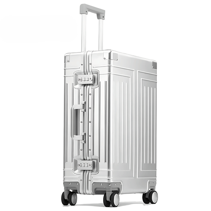 Business travel luggage, elegant aluminum hard shell, TSA lock & durable construction.