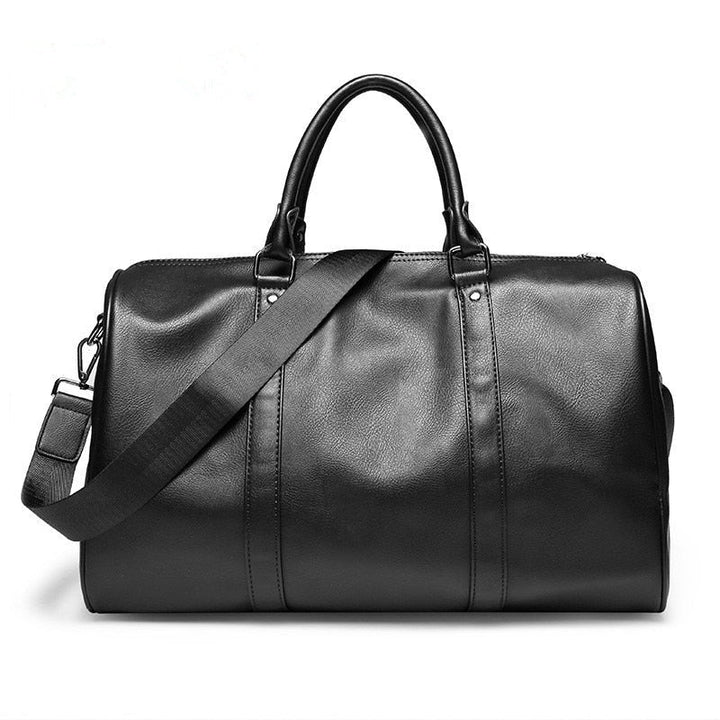 Durable unisex PU leather duffel bag, perfect lightweight carry-on & weekender travel bag. Large capacity.