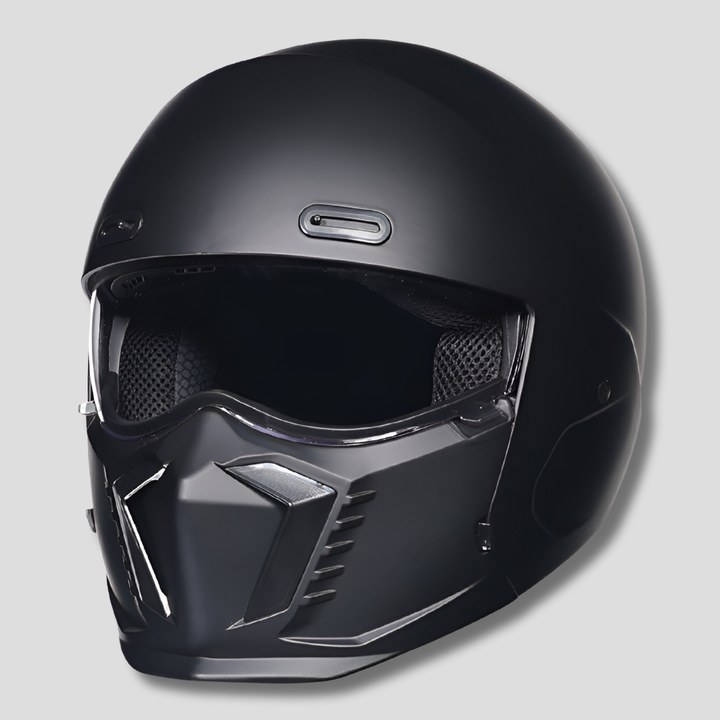 Vintage open face motorcycle helmet, DOT certified, perfect protective gear for cruiser bikes.