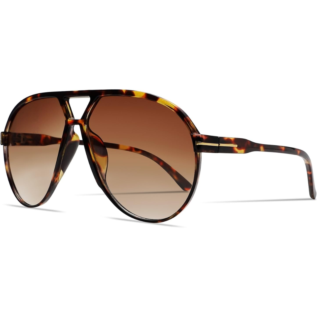 Unisex retro oversized aviator sunglasses, 70s style, UV protection eyewear.