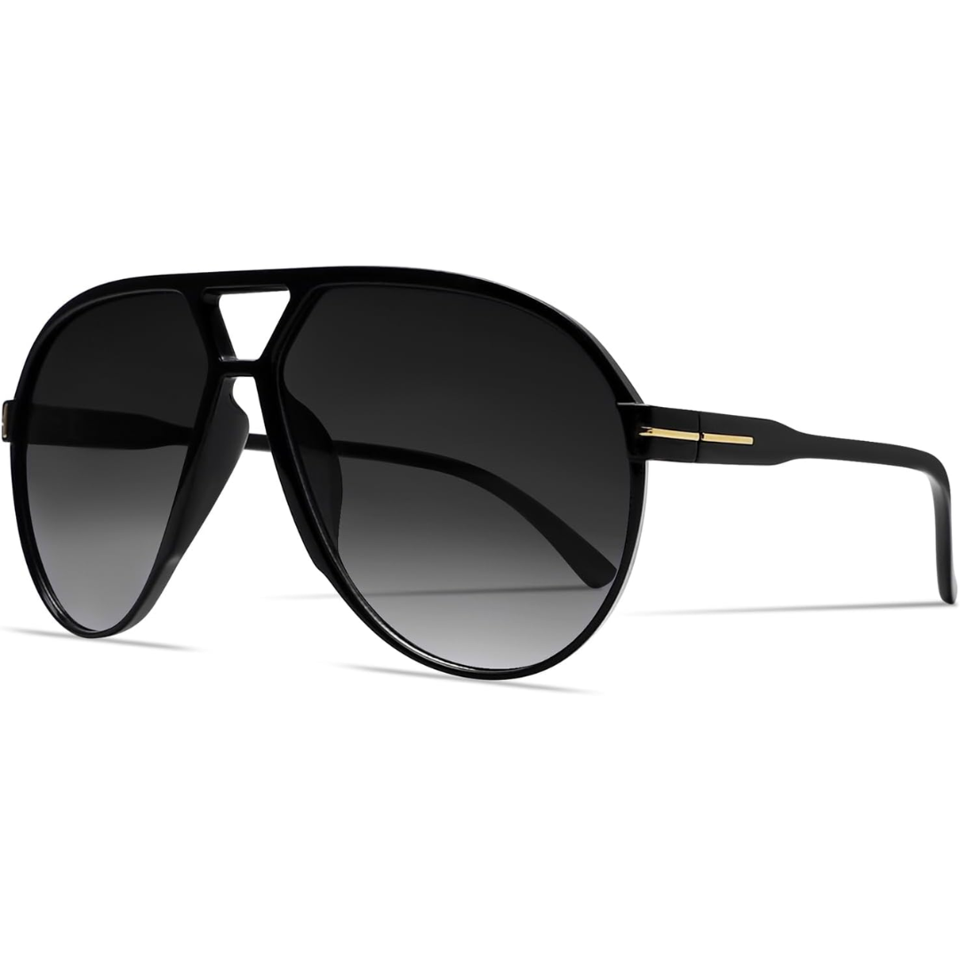 Cool retro oversized aviator sunglasses, unisex & fashionable for summer adventures.