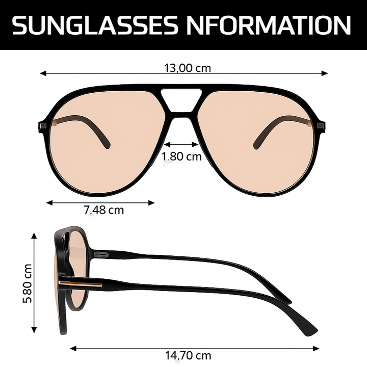 Comfortable unisex retro oversized aviator sunglasses, stylish UV protection.
