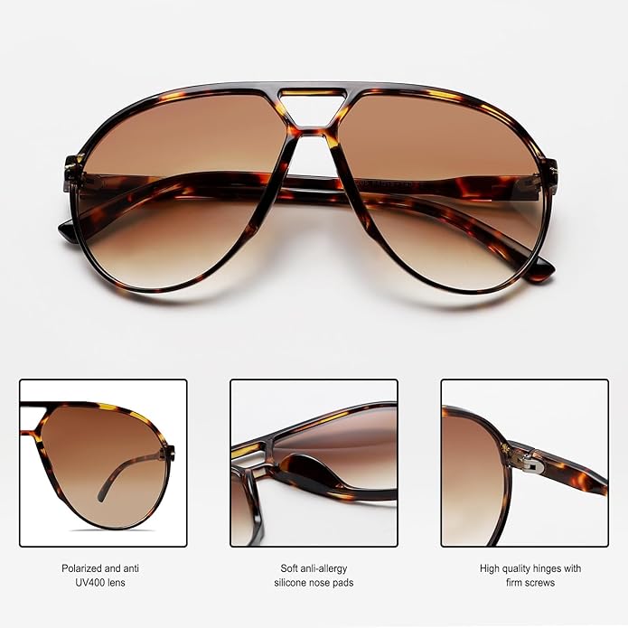 Retro oversized aviator sunglasses for any gender, 70s fashion & eye protection.