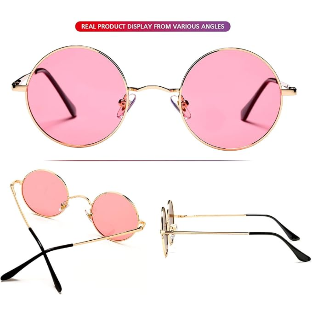 Unisex polarized round sunglasses in a retro design, perfect for glare reduction & style.
