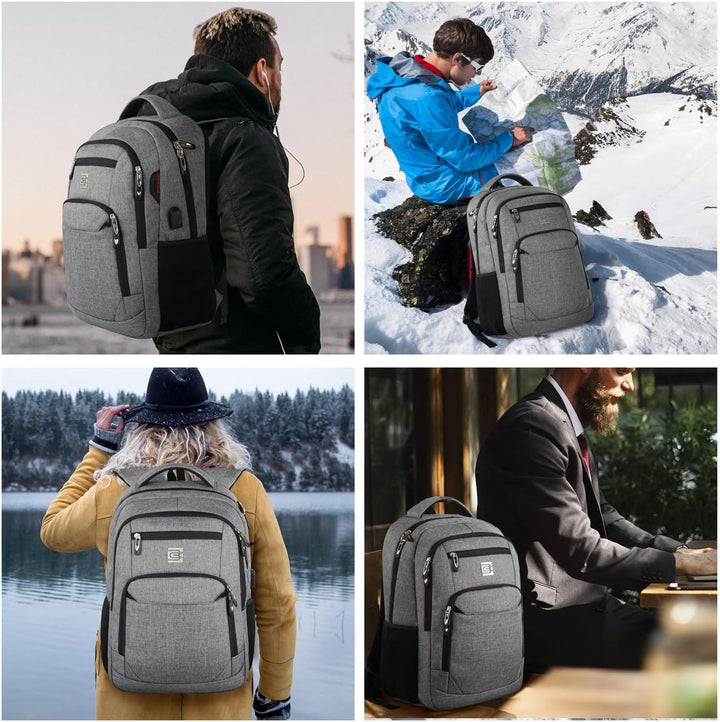 Unisex slim anti-theft laptop backpack, great for travel & urban exploration with USB.